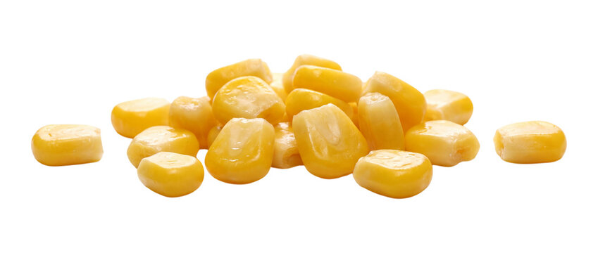 Pile of corn kernels isolated on transparent background