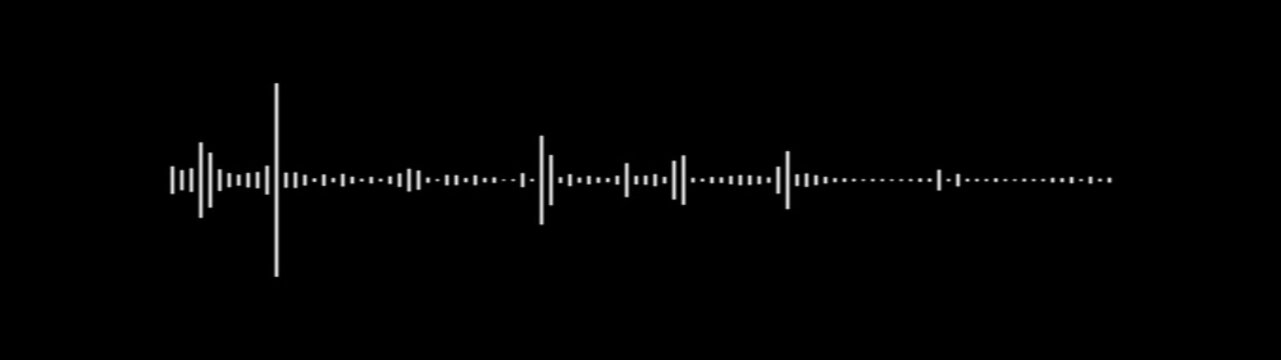 White audio waveform visualization on a solid black background