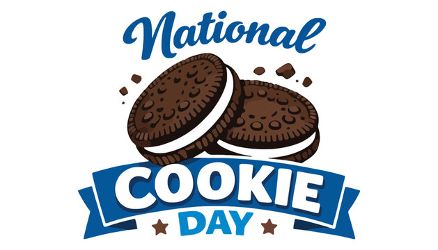 National cookie day graphic logo with sandwich cookies, national