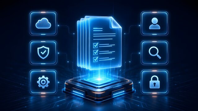 Advanced digital document management system, ensuring data security and privacy through integrated cloud services and user authentication.