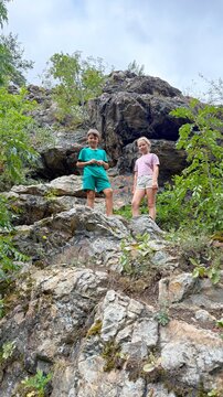 Brother and Sister on Rocks in Divoka Sarka