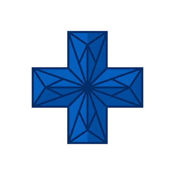 blue cross geometric shape
