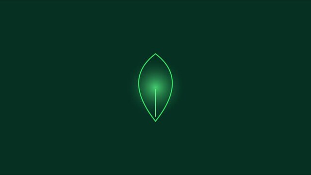 Minimalist green leaf animation on dark 4k background, for eco-friendly branding, and sustainable business concepts