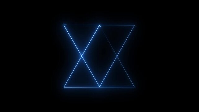 neon geometric triangle line drawing animation with glowing abstract shapes.