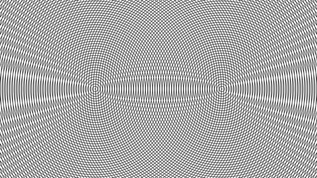 Abstract geometric moire pattern with overlapping circular lines for modern background art.