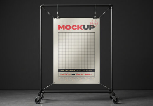 Poster Mockup on Display Frame