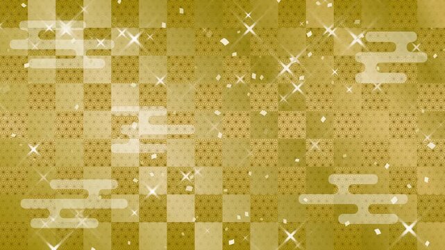 twinkle twinkle little star 45 degrees flashing blur length confetti gold fall pattern01 ekasumi ichimatsu asanoha loop （gold background）02