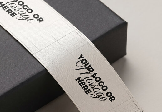 Silk Stripe on Gift Box Premium Design Branding Mockup