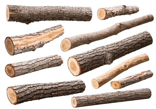 Wood Logs isolated on a transparent background.