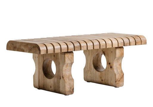 Wooden Public Seating isolated on a transparent background.