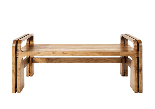 Wooden Public Seating isolated on a transparent background.