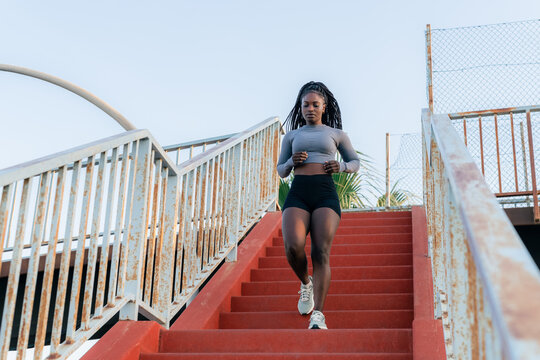 Woman is doing sports outside 