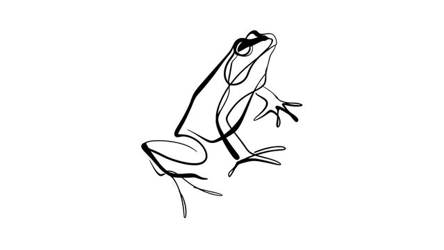 Minimalist frog illustration on white background.