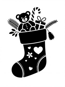 christmas sock with gifts vector 
