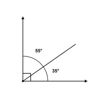 Complementary Angles (35 + 55), geometry angle diagram, black line art transparent