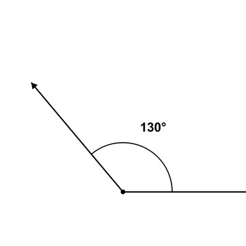 Obtuse Angle (130 degrees), geometry angle diagram, black line art transparent