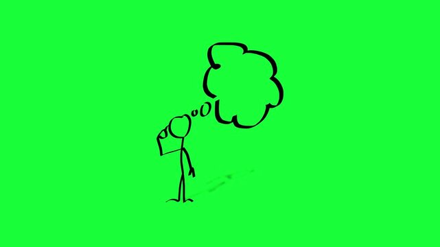 A stick figure thinking with an empty speech bubble above head