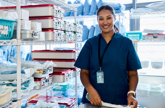 Smiling nurse in  Supplies in Room