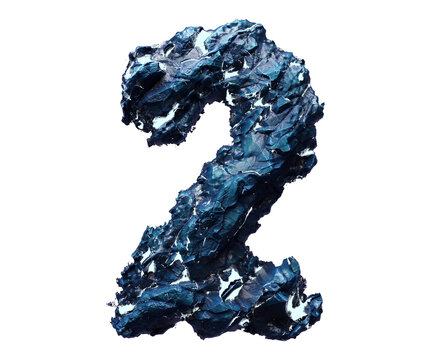 Blue stone number two isolated on transparent background