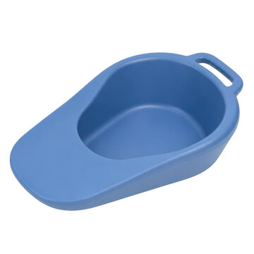Blue Plastic Medical Bedpan Isolated on Plain White Background