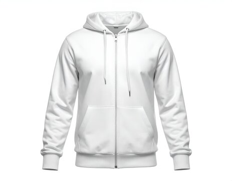 Blank white zip up sweatshirt front view mockup.
