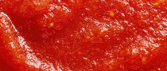 Obraz premium Tomato Pulp Extreme Close Up Juicy Chunky Red Texture Full Frame