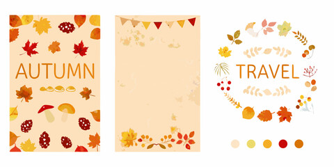 Watercolor autumn floral ornament featuring maple leaves acorns mushrooms and a warm color palette fall foliage leaf acorn mushroom painting illustration pattern design © Apurba