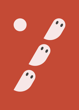Poster with ghosts flying under the moon