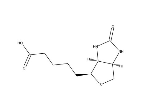 Biotin (Vit B7) (C10H16N2O3S), complex organic chemistry molecular structure, black skeletal formula transparent