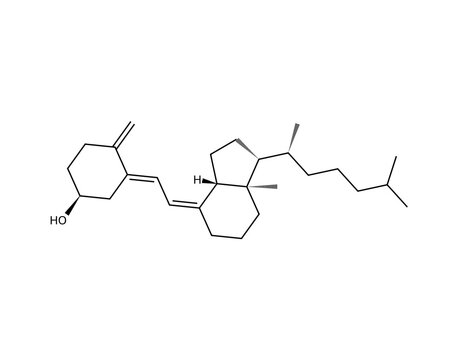 Cholecalciferol (Vit D3) (C27H44O), complex organic chemistry molecular structure, black skeletal formula transparent