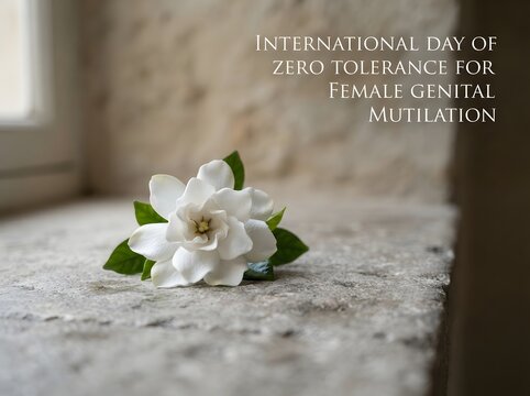 White flower for international day of zero tolerance for female genital mutilation