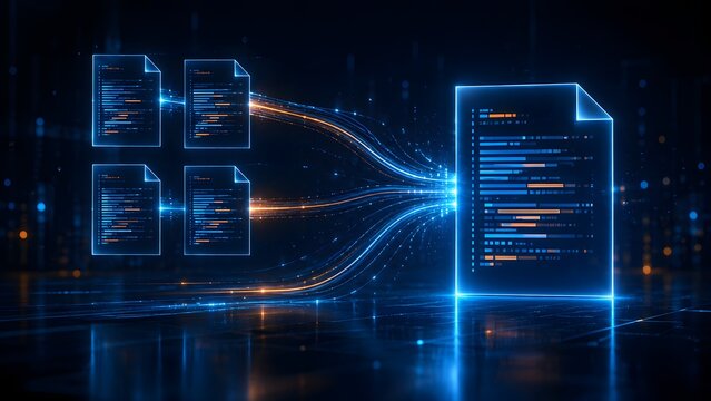 Seamless digital data flow and processing across advanced networks, transforming raw information into valuable insights for modern business intelligence and technology solutions.