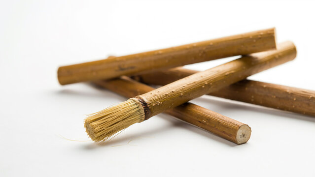 Miswak organic natural toothbrush sticks isolated on white background