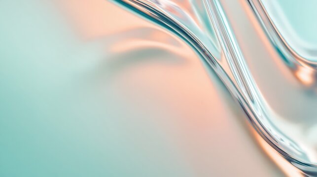 Abstract silver foil with gentle pastel folds creates a smooth, gradient texture. Soft peach and mint reflections enhance this modern, elegant background design.