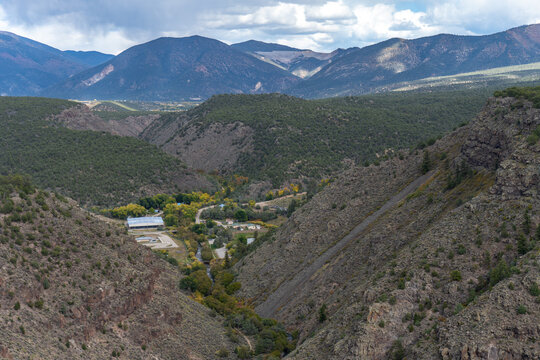 The Rio Grande del Norte National Monument in Taos County, New Mexico. Cebolla Mesa, Red River Fish Hatchery, Lama Canyon on the Red River, Baldy Mountain in the Cimarron Range. Autumn colors. 