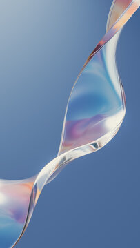 Abstract glass ribbon with gradient effect in soft colors