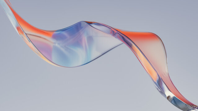 Abstract glass ribbon with gradient effect in soft colors