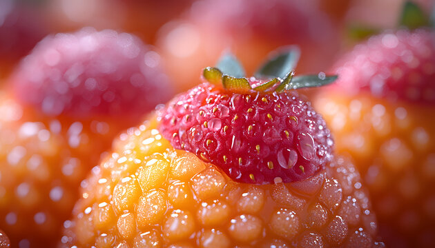 Fresh Blackberries and Raspberries with Water Drops, Colorful Berries and Natural Food Photography