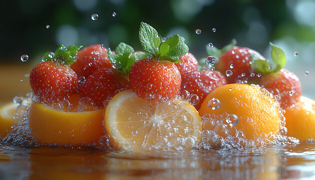 Fresh Blackberries and Raspberries with Water Drops, Colorful Berries and Natural Food Photography 