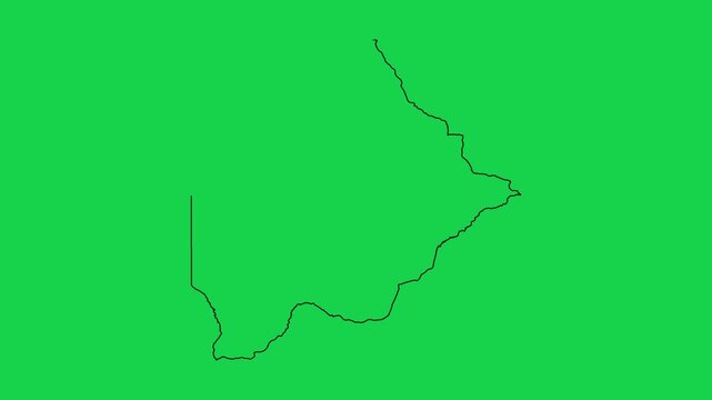 Botswana map outline drawing animation sequence on green screen background motion footage.