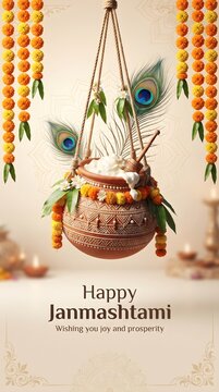 Traditional Janmashtami Dahi Handi with Floral Decorations