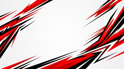 Fototapeta premium Sharp Minimal Racing Background with Red Black Speed Lines on White and Spacious 100 Percent Copy Space for Motorsport Promotion