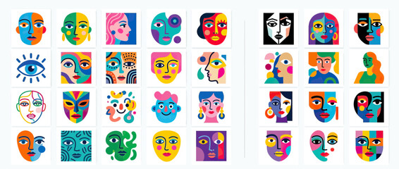Abstract Faces Collection in Vibrant Geometric Style © Saiful