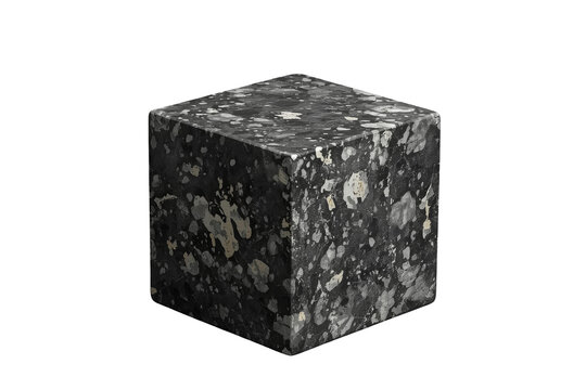 Black speckled granite stone cube