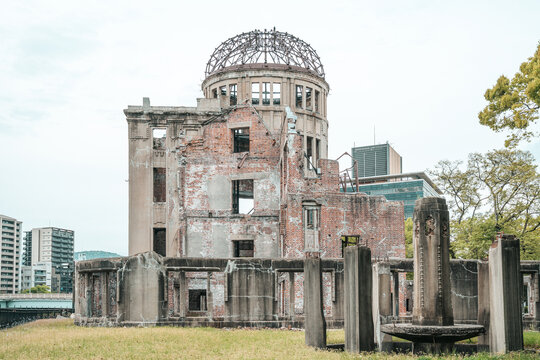 Atomic Bomb Dome in Hiroshima Japan on an overcast day