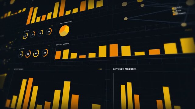 Premium financial stock market dashboard macro animation, luxury corporate wealth growth chart visualization