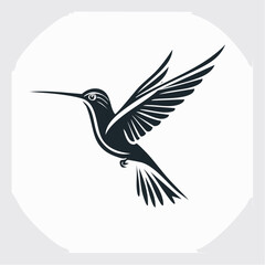 Naklejka premium Minimalistische Kolibri-Silhouette – Zarter Kolibri als Vektorillustration