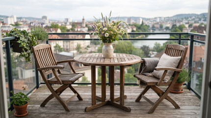 Obraz premium outdoor furniture set on a balcony