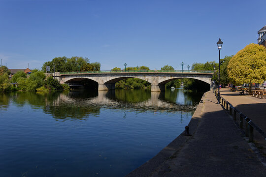 Staines Bridge over the River Thames in Surrey, UK