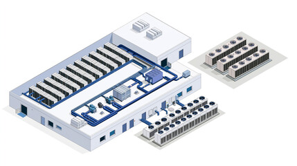 Fototapeta premium Closed loop data center cooling with zero water evaporation